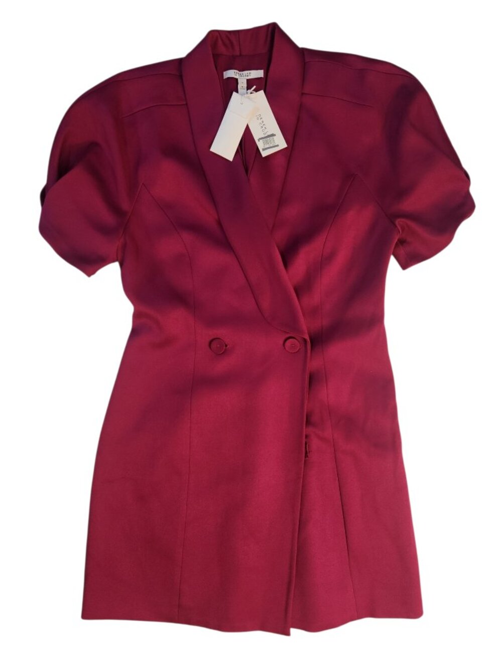 NWT Derek Lam 10 Crosby Desiree Short Sleeve Jacket Dress Size 6 Fuschia Button